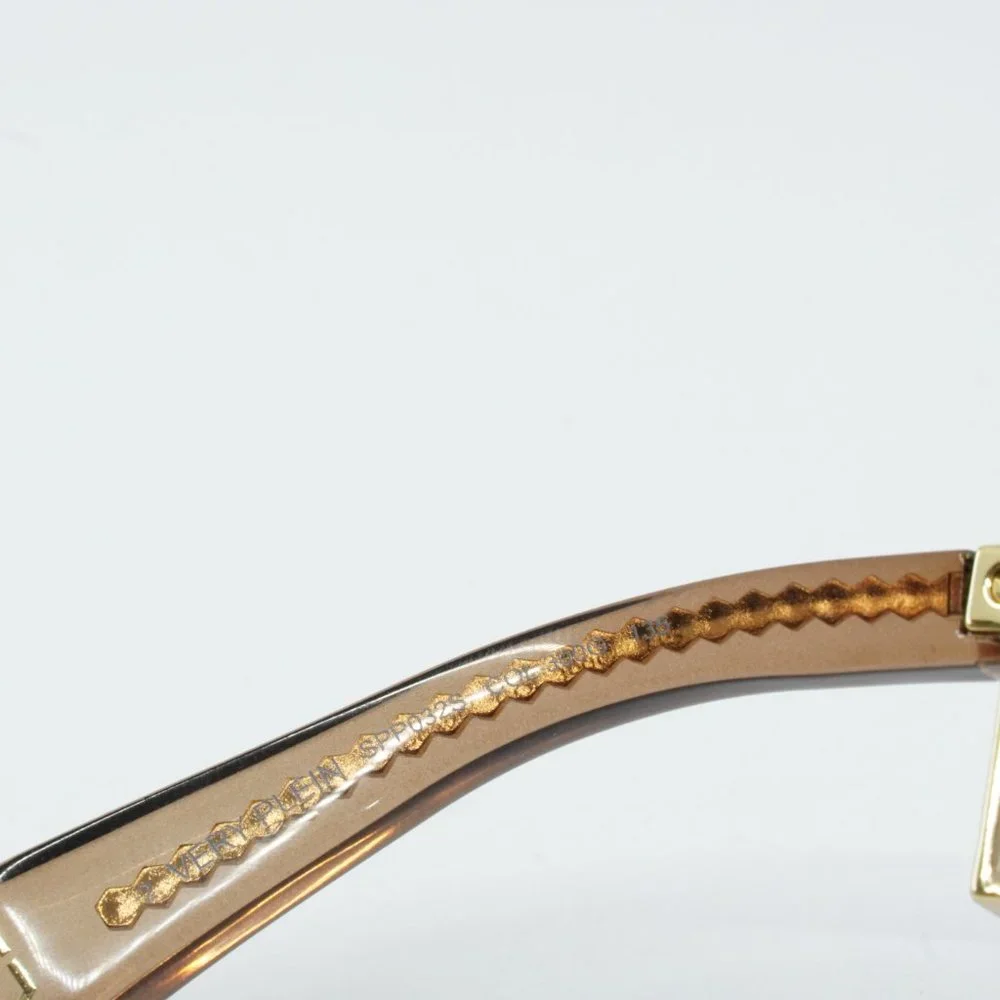 Gold Shield Rimless Sunglasses with Embellished Temples